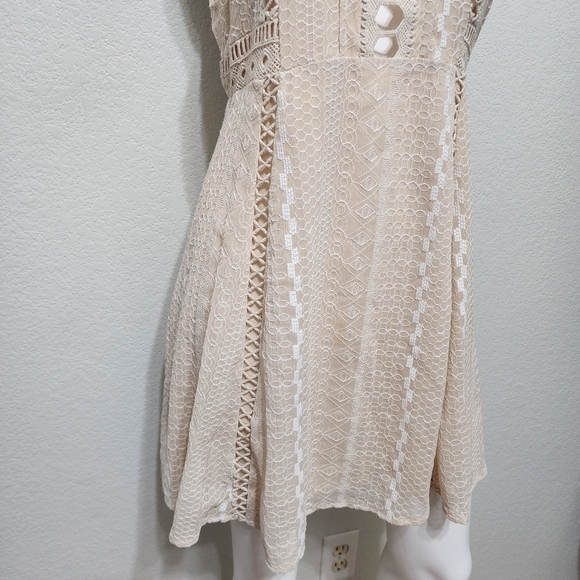 Free People Wherever You Go Sleevless Ivory Lace Dress Size S - Picture 10 of 13